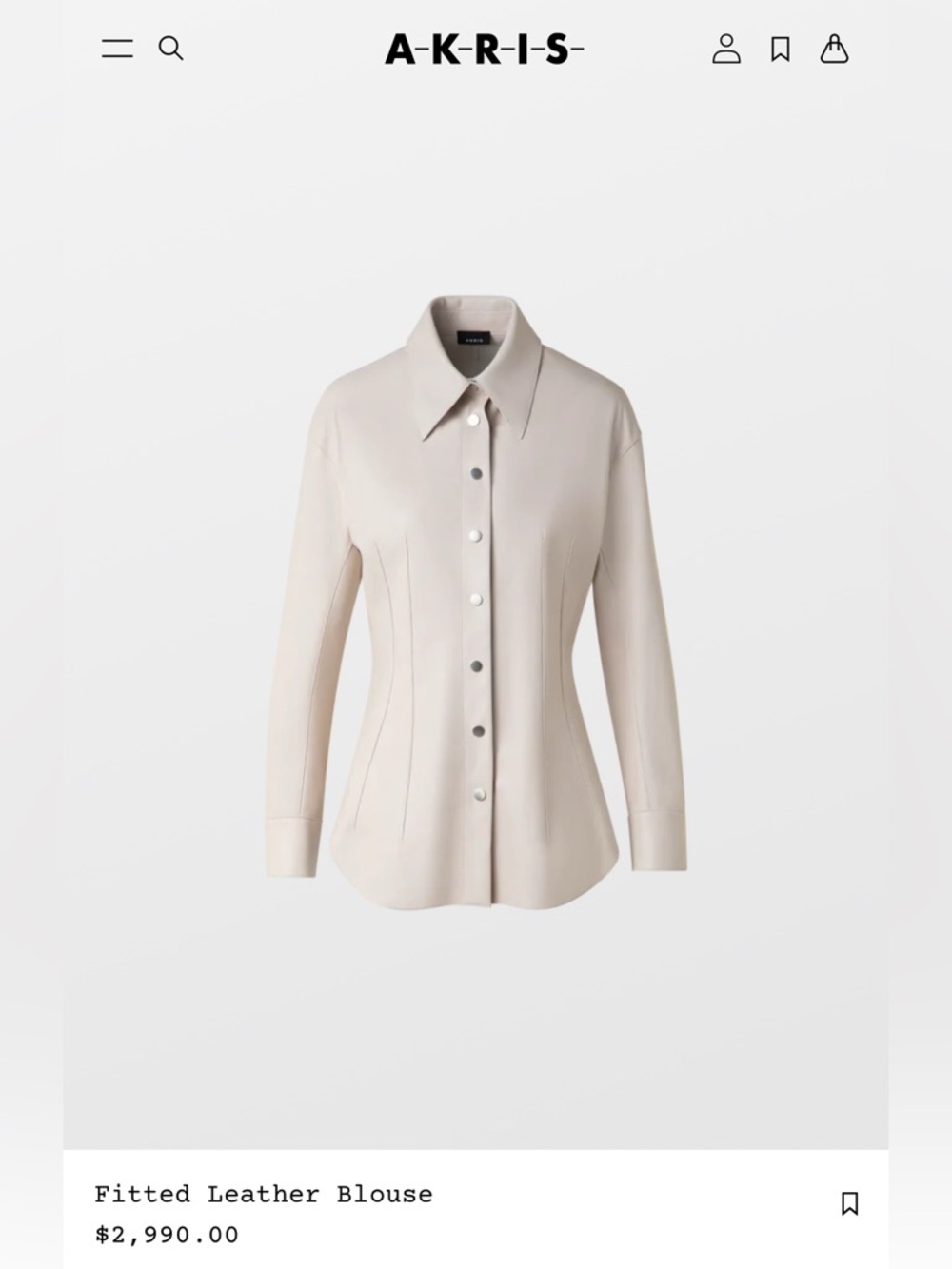 NWOT AKRIS PUNTO Sz 12 Tan Perforated Lamb Leather Snap Button Shirt Orig $2900